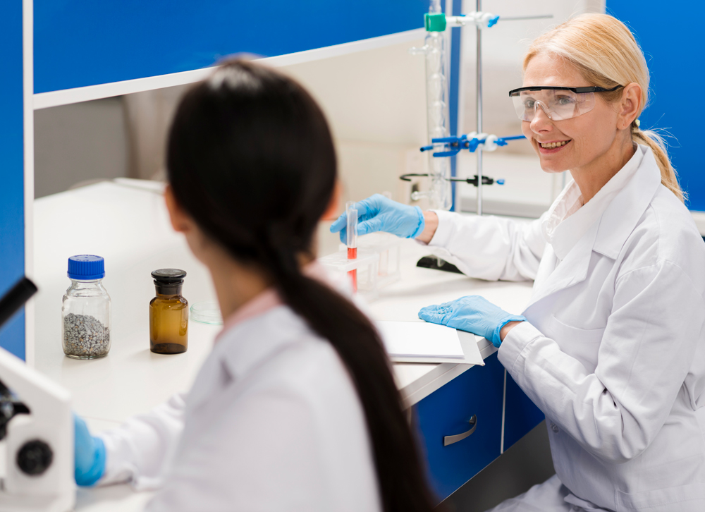 Professional female scientists working in a lab providing reliable discounted & low-cost lab tests in Houston